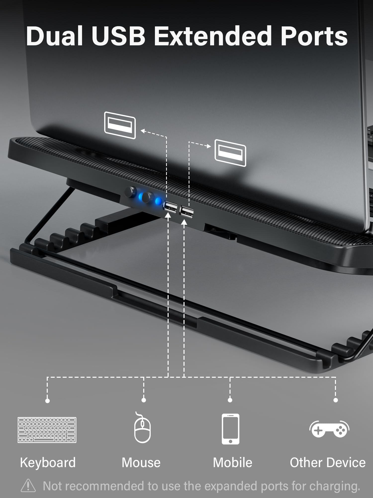 Kootek Laptop Cooling Pad, Laptop Cooler with 5 Quiet Fans for 12