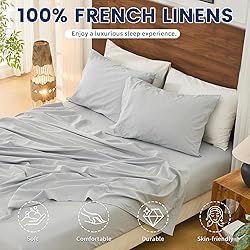 Bedlifes 100% French Pure Linen Sheets Queen Size