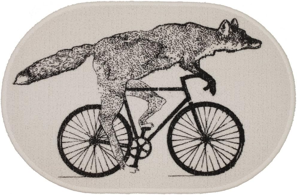 Dark Cycle Clothing, fox on a bicycle, Rug, Soft White