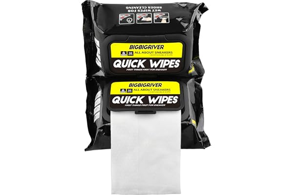 BIGBIGRIVER Shoe wipes 2 Pack 60 Pcs Sneaker Cleaner Quick Wipes Travel Portable Removes Dirt, Stains