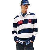 Tommy Jeans Men's Striped Lightweight Rugby Polo Shirt with Crest Logo