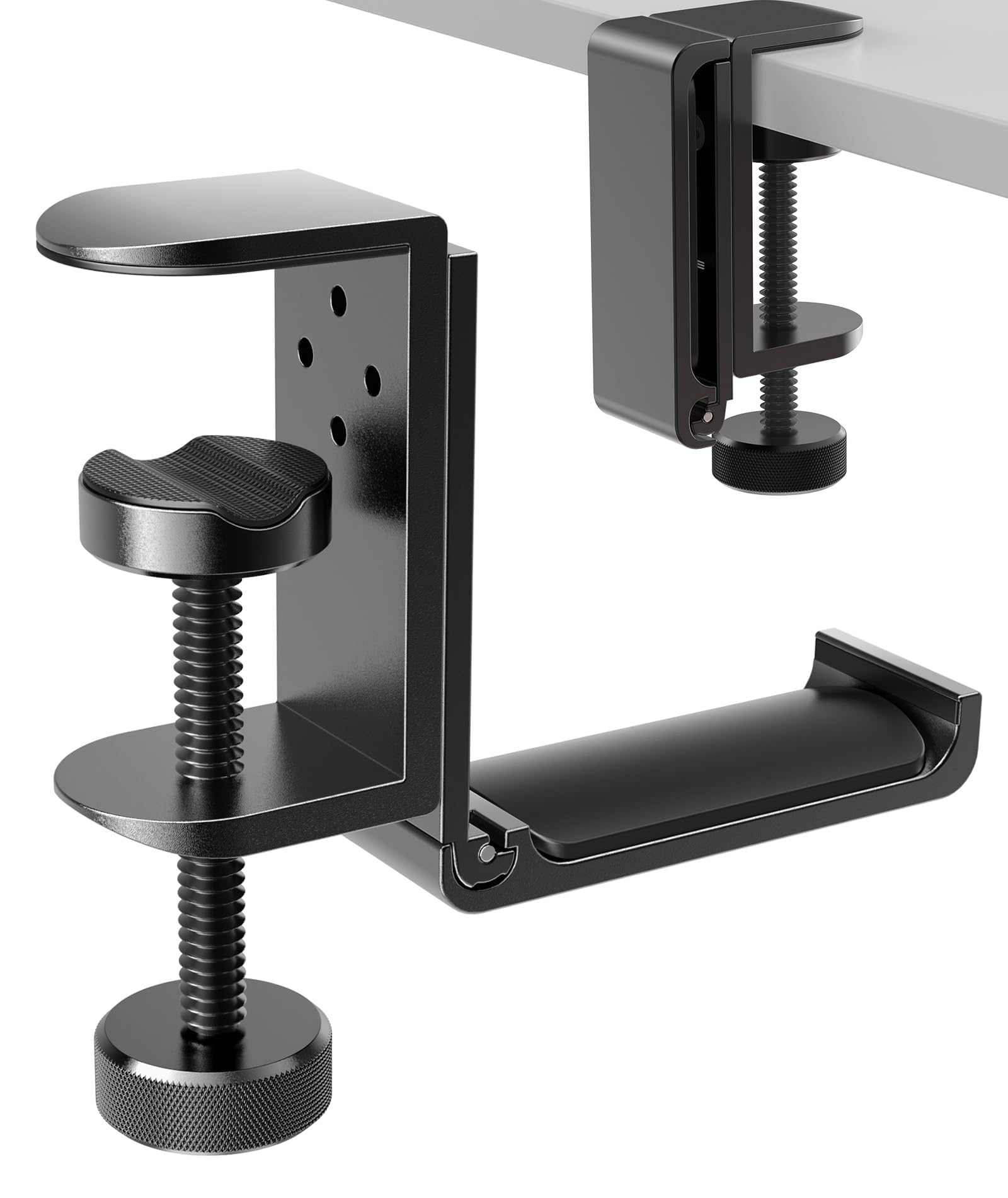 Photo 1 of APPHOME New Foldable Headphone Stand Hanger Holder Aluminum Headset Soundbar Stand Clamp Hook Under Desk Space Save Mount, Universal Fit Gaming Headphones, Black