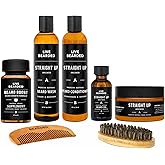 Live Bearded Total Beardsman Kit - Complete Beard Growth Kit for Men - Beard Oil, Butter, Wash, Conditioner, Vitamins, Comb, Brush | Straight Up - Fragrance-Free