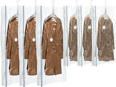 TAILI Hanging Vacuum Storage Bags 6 Pack Space Saver Wardrobe Organizer