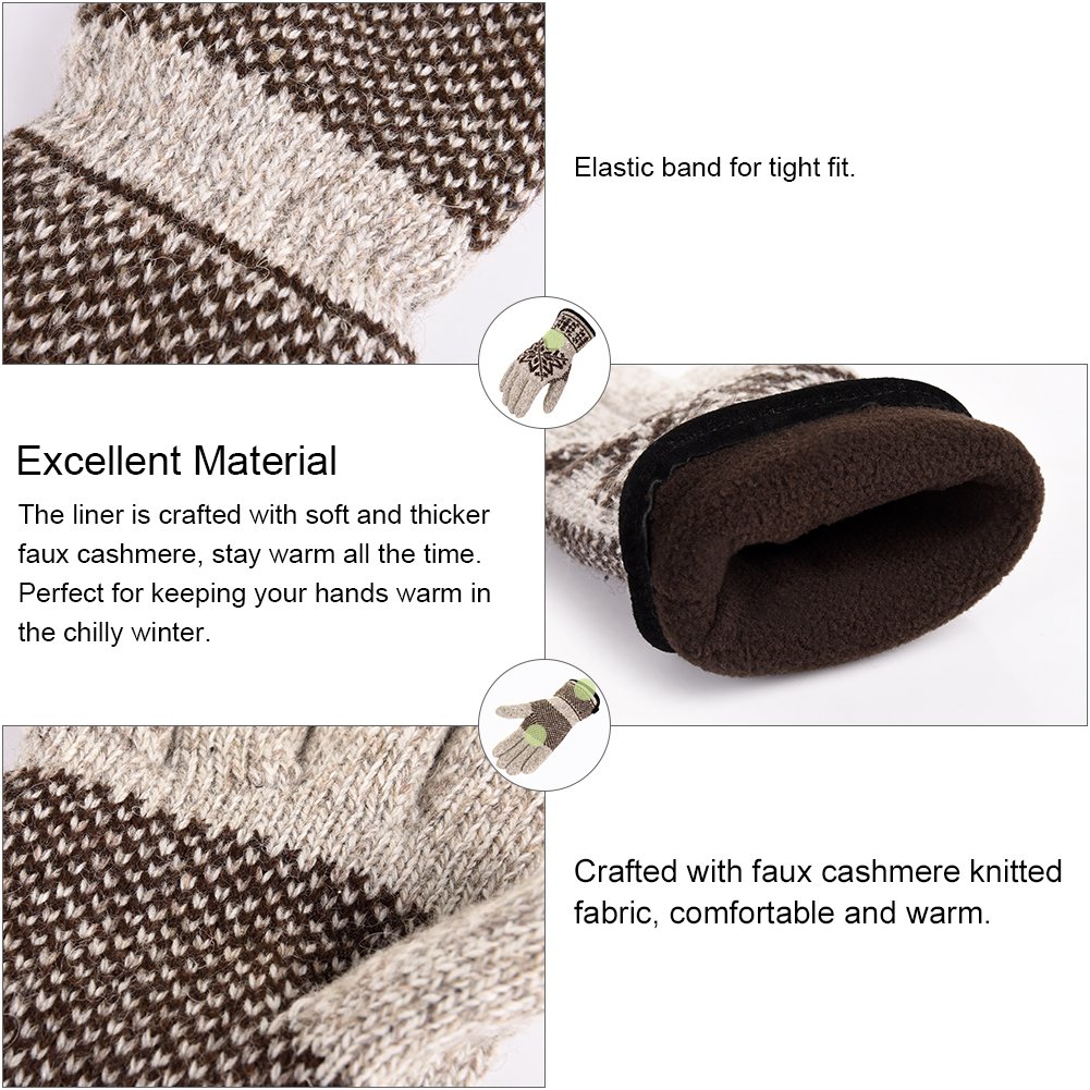 Vbiger Winter Handschuhe Warme Handschuhe Baumwolle Damen Frauen Handschuhe, Schneeflocken-khaki(l), One Size