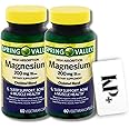 Spring Valley, Magnesium, Bone & Muscle Health, Dietary Supplement, Vegetarian Capsules, 200 mg, 60 Count + KPplus Sticker (Pack of 2)