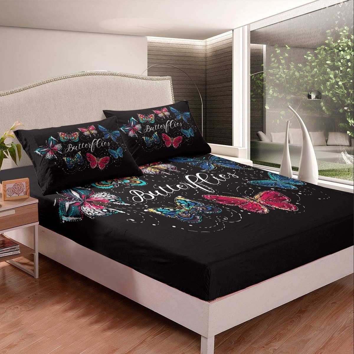 Butterfly Bedding Set Colorful Butterflies Print Bed Sheet
