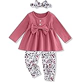 oklady Toddler Baby Girl Clothes Solid Color Ruffle Tops Floral Pants with Headband Fall Winter Cute Girl Outfits