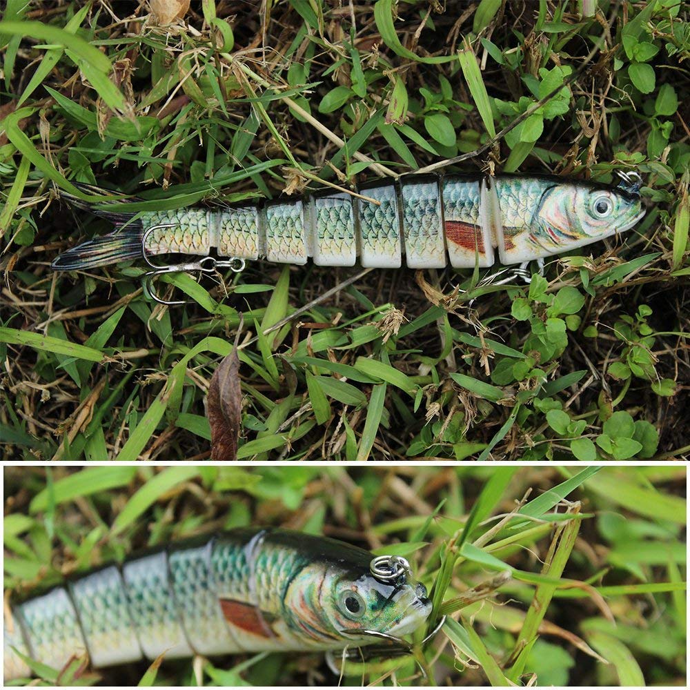 TRUSCEND Fishing Lures 3PCS Jointed Fish Bait Swimbait Lifelike Bionic Hard Bait Floating Lures Equipped with Mustad Hooks 3packs(8-combo-H)