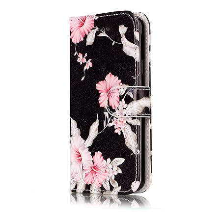 Homikon PU Leder Hülle Retro Schön Schutzhülle Brieftasche Ledertasche Bookstyle mit Lanyard Weiche Handyhülle Kunstleder Led