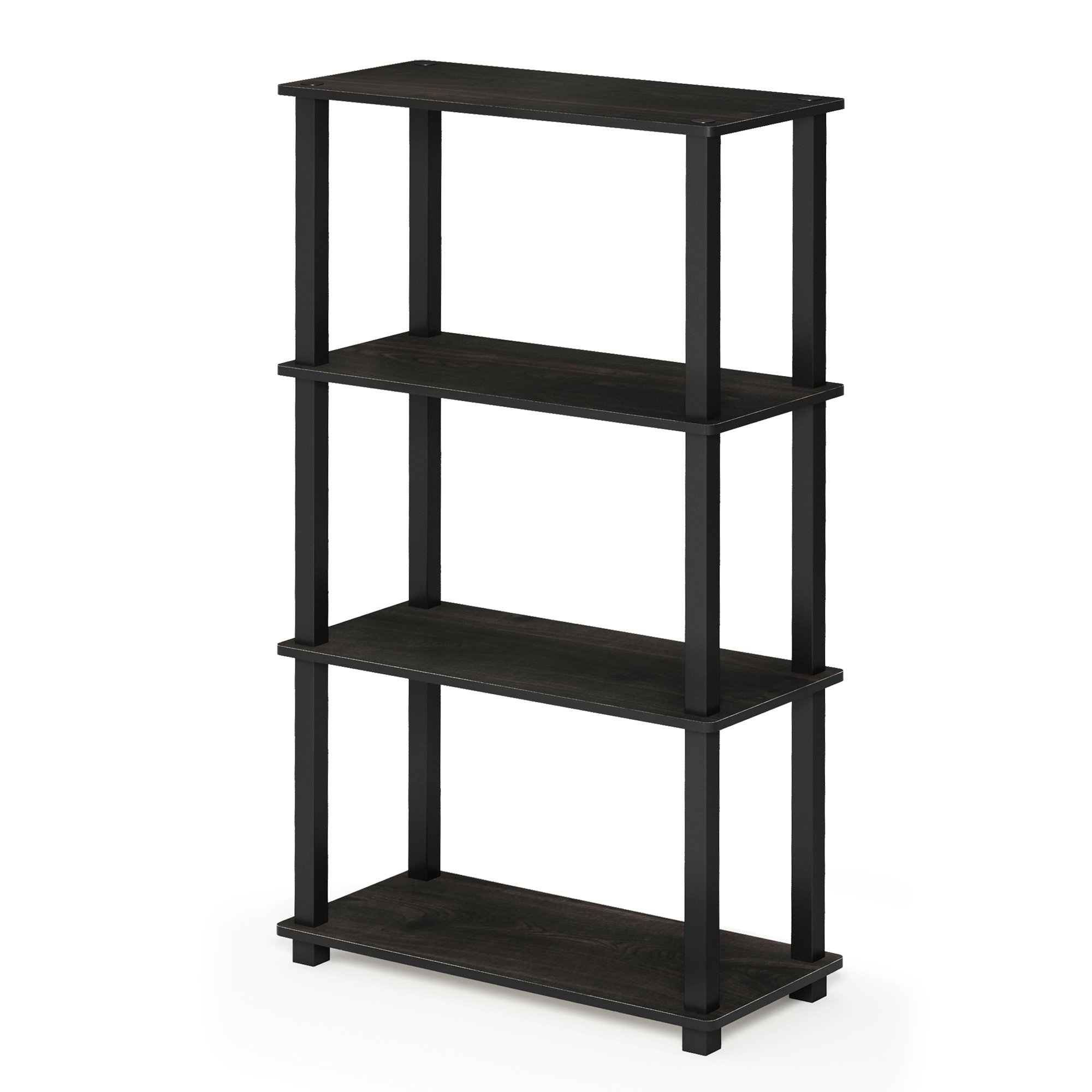 FURINNO Turn-S-Tube 4-Tier Multipurpose Shelf Display Rack, Square, Espresso/Black
