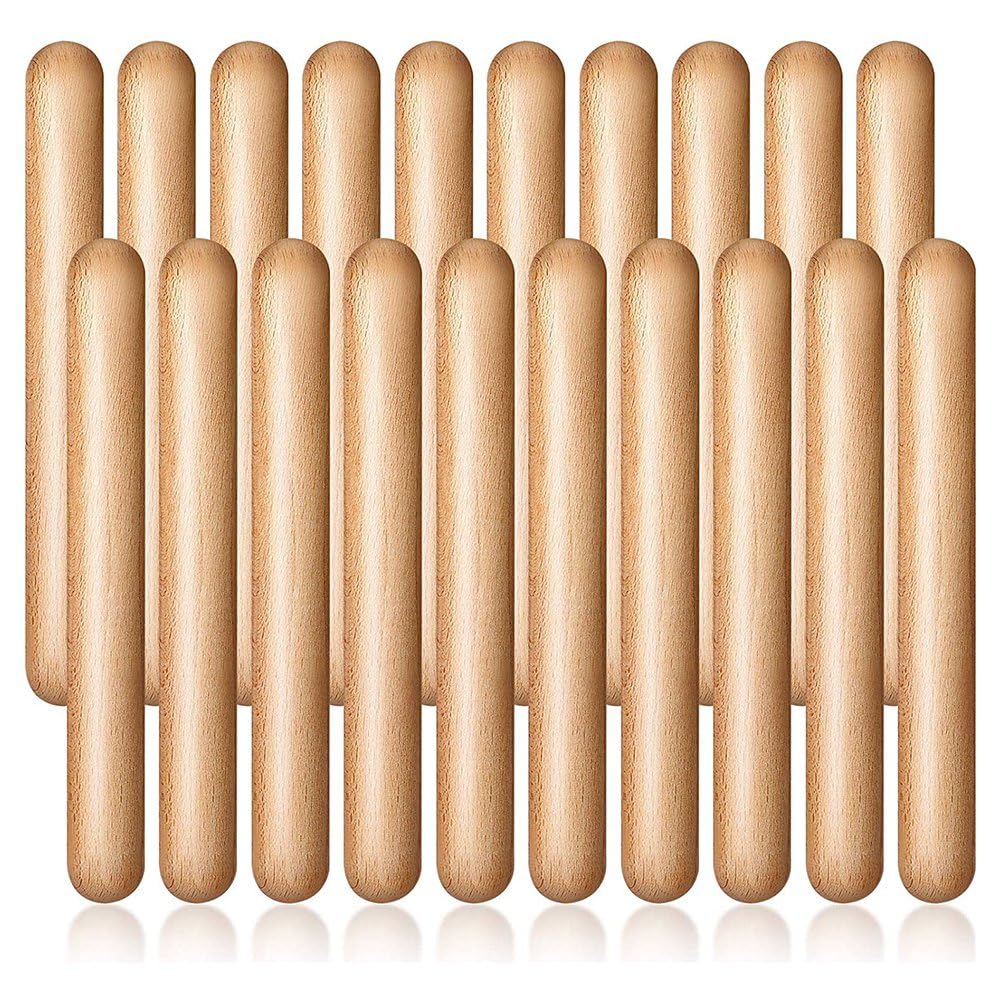 Clickinline 20 Pieces 8 Inch Rhythm Sticks Music Lummi Sticks Classical Wood Claves Musical Percussion Instrument