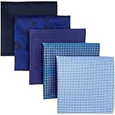 SHLAX&WING 5 Pieces Assorted Mens Silk Pocket Square Set Handkerchiefs