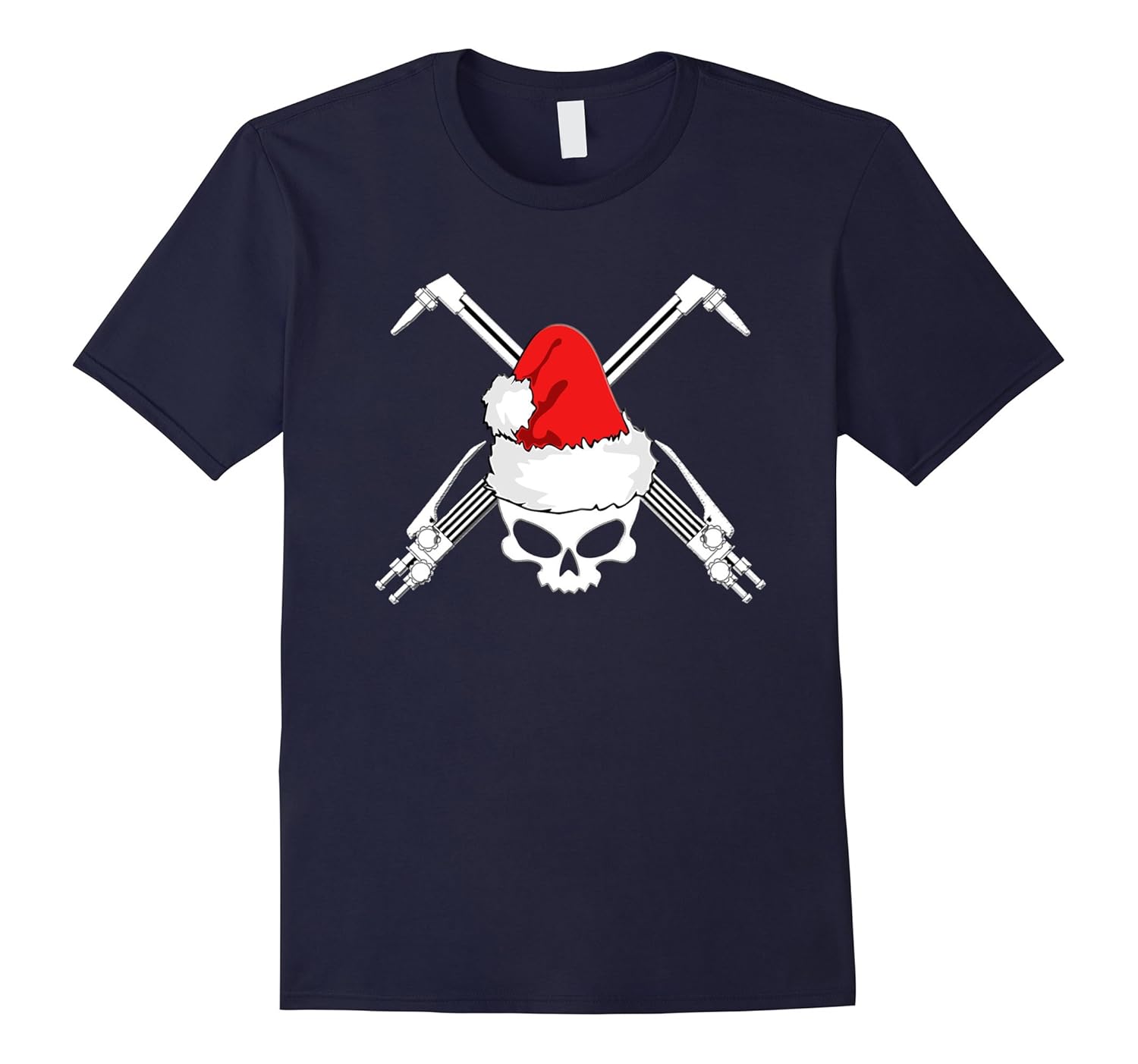 Santa Skull Crossed Welding Torch Tee-Rose