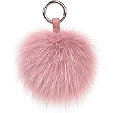 Genuine Fox Fur Pom Pom Keychain Bag Purse Charm large Fluffy Fur Ball Keychains