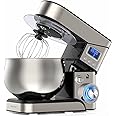 Stand Mixer, Stainless Steel Mixer 5.3-QT LCD Display Food Mixer, 6+P Speed itchen Electric Mixer Tilt-Head Mixer with Stainless Steel Bowl, Dough Hook, Beater, Whisk