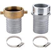 EASTRANS 1.5 inch AL Pin Lug Fitting Set with Brass Swivel Nut, 2 Clamps | Female and Male Threads, Multi-section Hose Shank, Waterproof Gasket, Quick Link, Easy Setup, Rust-resistant, Anti-corrosion