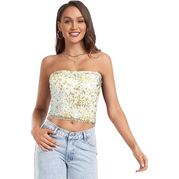 トップス ODAKHA 25S CLEAR SPECTER TUBE TOP OTVEE Womens Tube Tops Colorful Sprinkles Donut Glaze