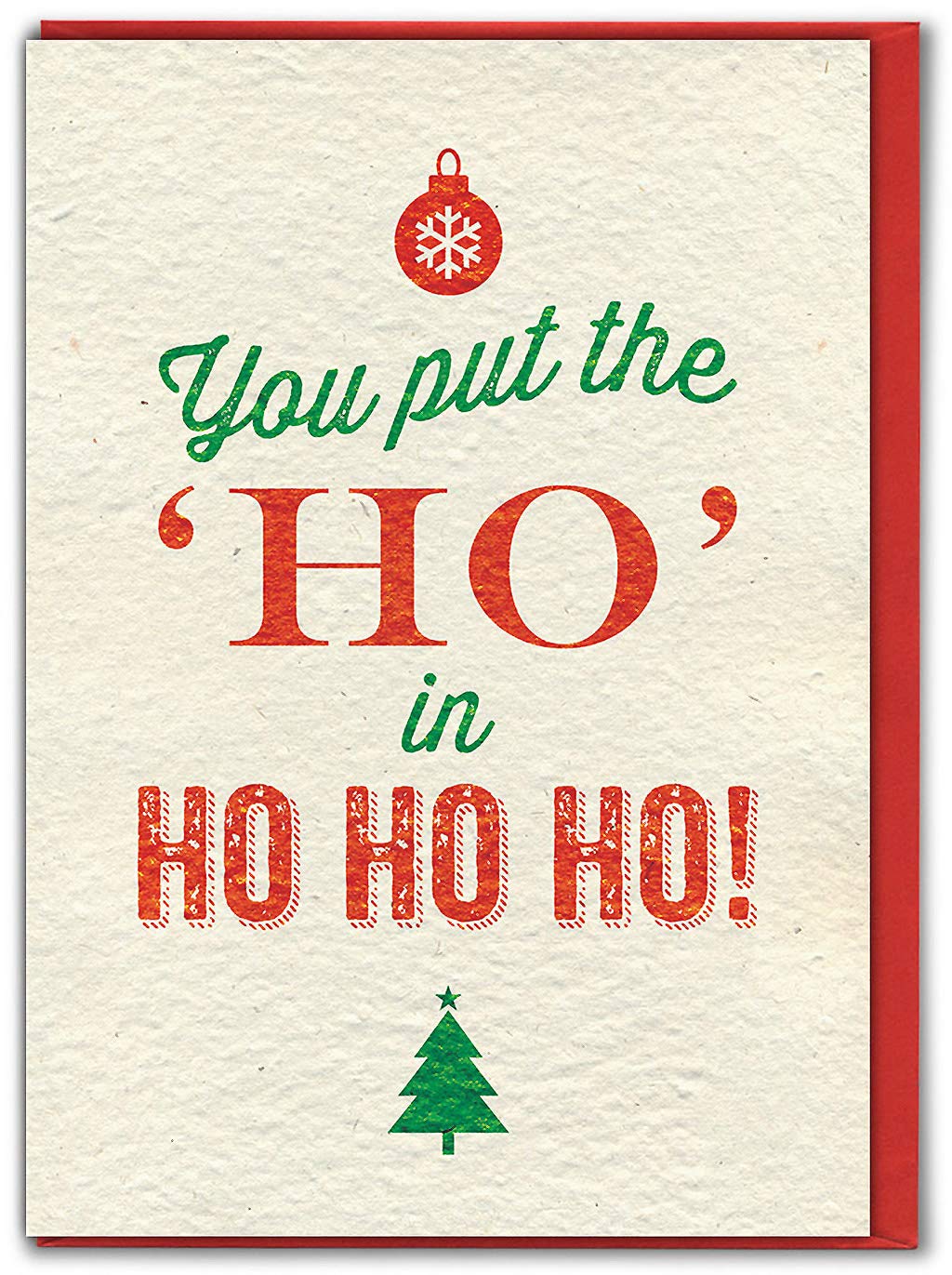 Brainbox Candy - Funny Rude Xmas Cards For Her - Funny Christmas Cards For Women - 'Put The Ho In Ho Ho Ho' - For Friends Him Her Partner