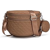 G4Free Quilted Bum Bag Crossbody Bags for Women, Spacious Nylon Cross Body Bag with Removable Pouch