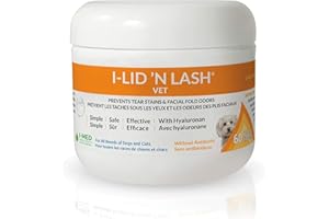 I-LID ’N LASH Vet Dog Eye Wipes - Best Tear Stain Remover for Dogs (60 Wipes) | Prevents Puppy Tear Stains with Hyaluronan | 