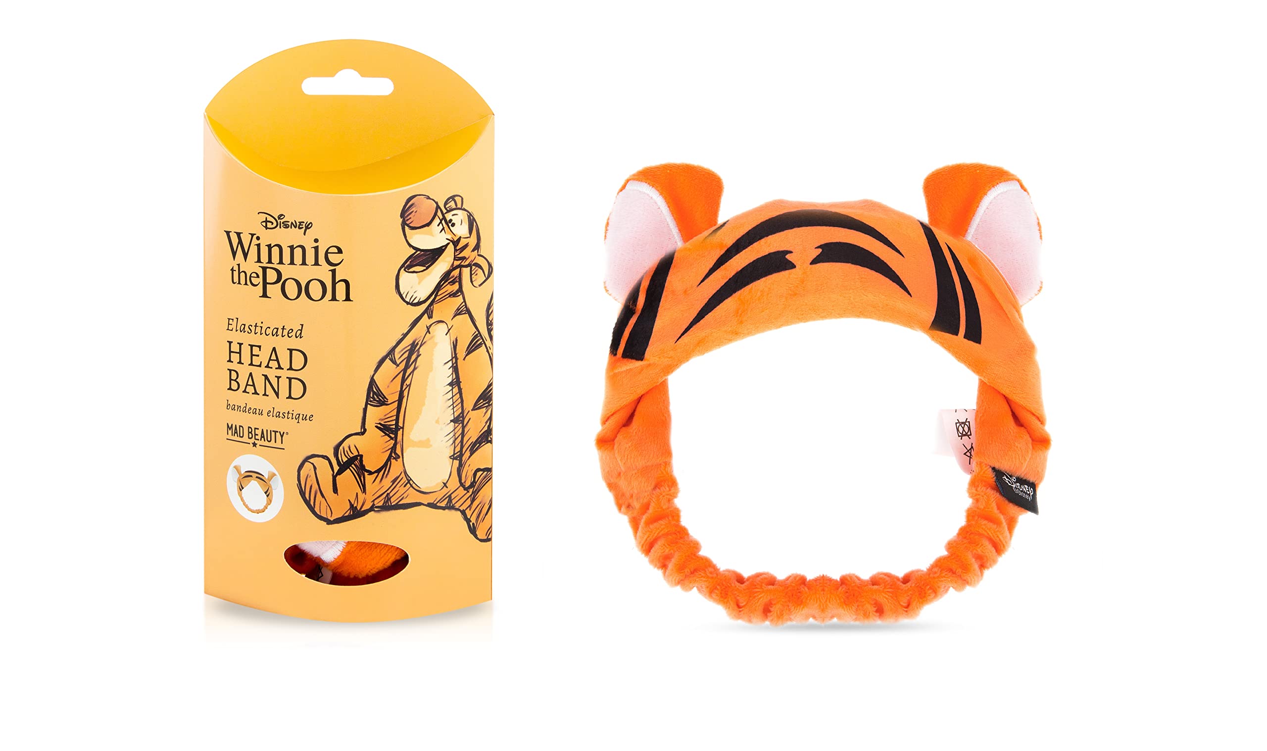 Winnie the Pooh Tigger Ears Makeup Headband | Mad Beauty | Disney Character, Animal Elastic, Funny & Cute, Reusable Comfortable Soft for Women's Hair, Washing face, Girl – Gift