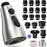 Kitchen Faucet Head Replacement 3 Modes with 17 Adapters, Pull Down Spray Head for Kitchen Faucet, Kitchen Sink Faucet Head G 1/2, Sprayer Head Replacement, Compatible with Moen，Delta, Kohler Faucets