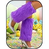 Lorealri Fuzzy Leg Warmer Winter Fluffy Leg Warmers Boot Covers Y2k Cosplay New Year Rave Outfit for Women