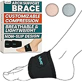 Vive Foot Arch Support Brace (Pair) - Wrap Corrector for Flat Feet, Plantar Fasciitis, Pain Relief, Fallen Arches - Compression Sleeve Strap, Gel Bands Inserts for Women & Men - Wear Under Socks