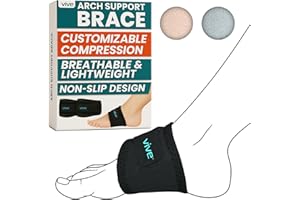 Vive Foot Arch Support Brace (Pair) - Wrap Corrector for Flat Feet, Plantar Fasciitis, Pain Relief, Fallen Arches - Compression Sleeve Strap, Gel Bands Inserts For Women & Men - Wear Under Socks