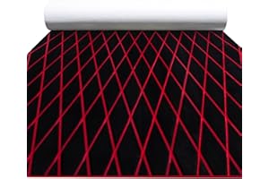 FOCEAN Boat Flooring EVA Foam Boat Decking Marine Mat Non-Slip Self-Adhesive Flooring Sheet for Motorboat Kayak Surfboard Garden Swimming Pools, 94.5''x 47.2'', Black with Red Lines