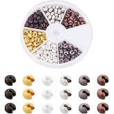 Pandahall 1Box/180pcs 6 Colors 6mm Brass Half Round Open Crimp Beads Covers Knot Covers Beads End Tips for Jewelry Makings Antique Bronze & Red Copper & Black & Silver & Golden & Platinum
