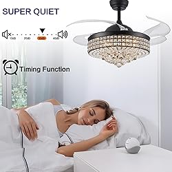 TRSIOPFC 42 Inch Dimmable Crystal Fandelier Ceiling