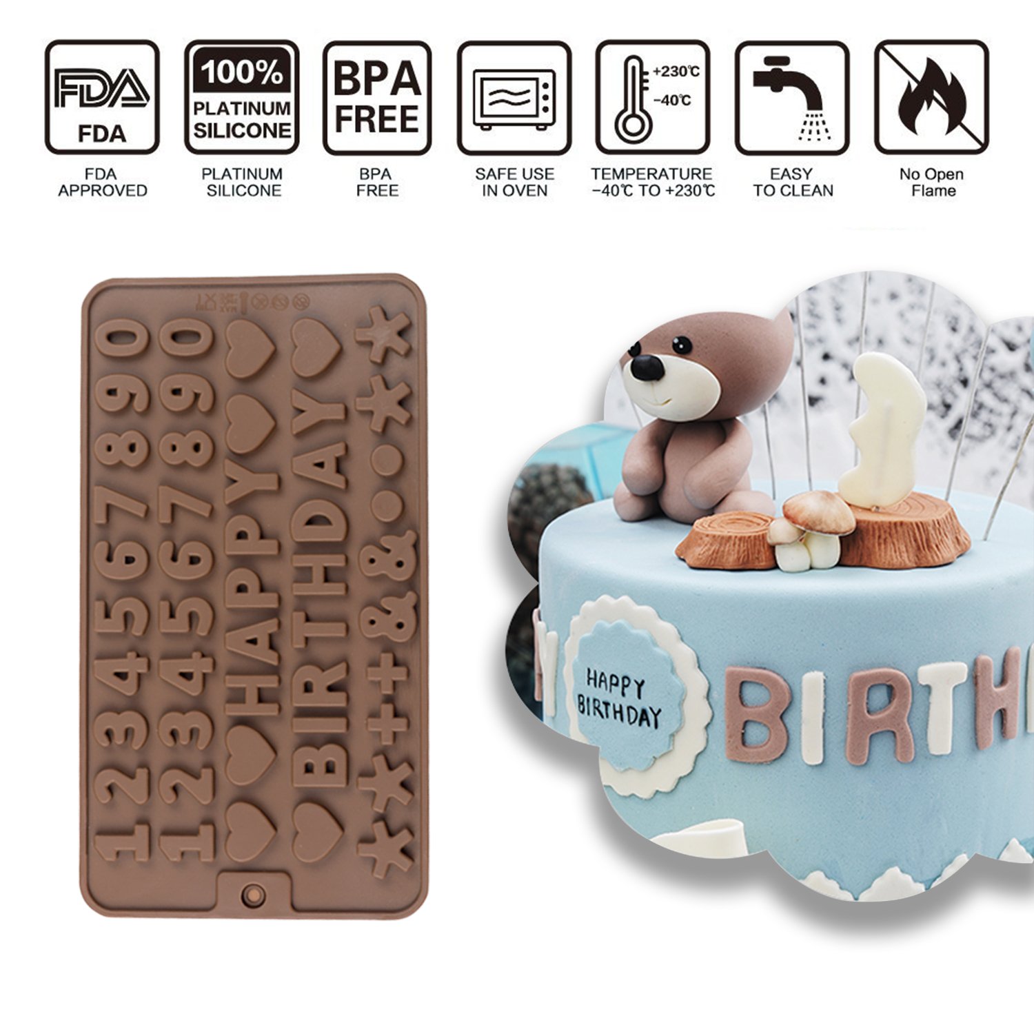 Silicone Chocolate Molds Set of 6 NonStick BPA Free Baking Candy Molds