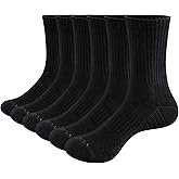 YUEDGE Mens Socks Moisture Wicking Cotton Training Athletic Cushioned Crew Socks Padded Anti Blister Work Socks For Men