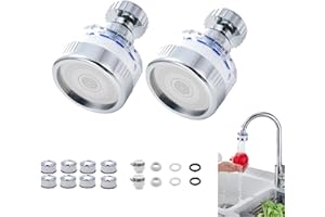 LAGWIUY 2PCS Faucet Water Filter, Universal 360 ° Rotating Bathroom Sink Filter, Kitchen Faucet Water Filter Removes Chlorine Fluoride Heavy Metals Hard Water