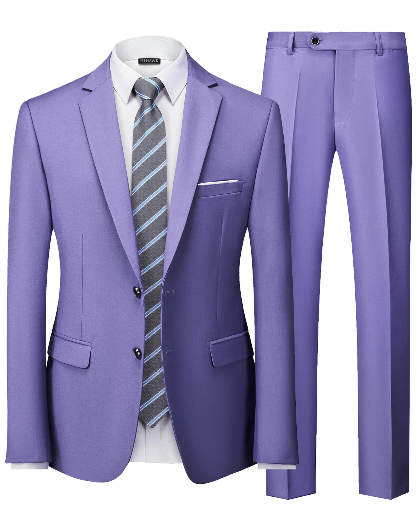 Hihawk Men's 2 Piece Slim Fit Suit with Stretch