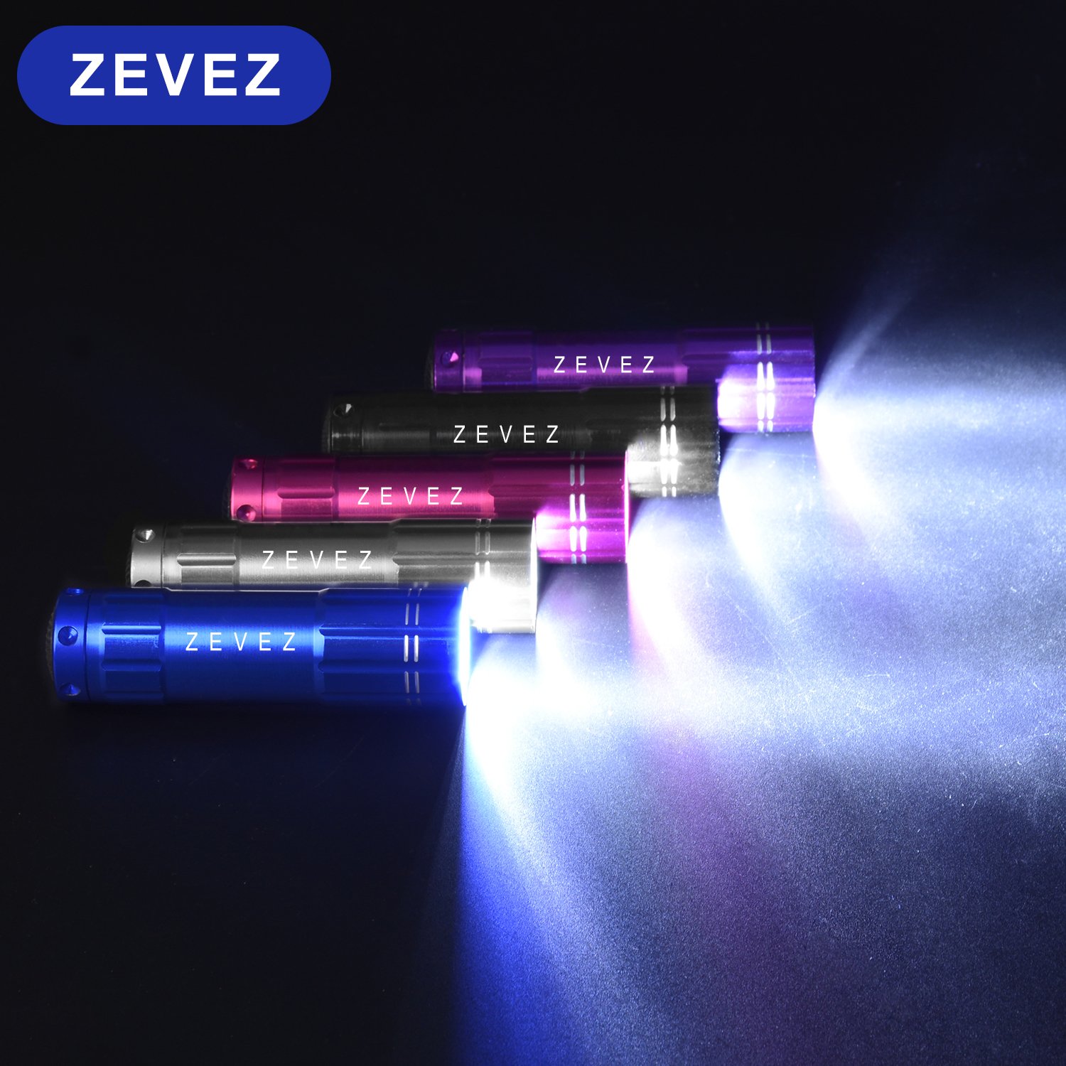 ZEVEZ F1 LED Flashlight High Powered 9 LED Mini Bright Tiny Small Kids Pocket Keychain, Best Outdoor DEC Tools For Emergency, Assorted Colors, 5 Piece
