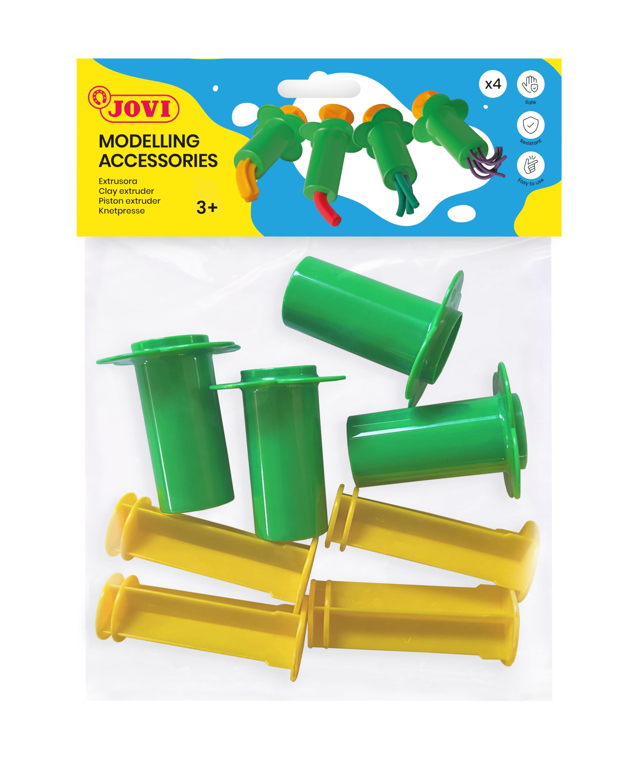 Jovi Mini Plastic Soft Modelling Clay Press 4 Pieces Assorted
