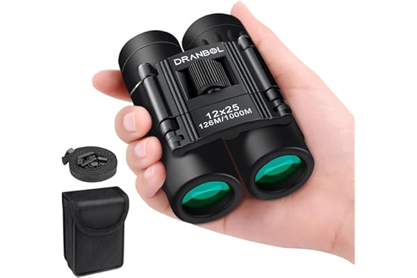 DRANBOL 12X25 Mini Pocket Binoculars for Adults Kids, Small Compact Binoculars for Bird Watching, Opera Concert