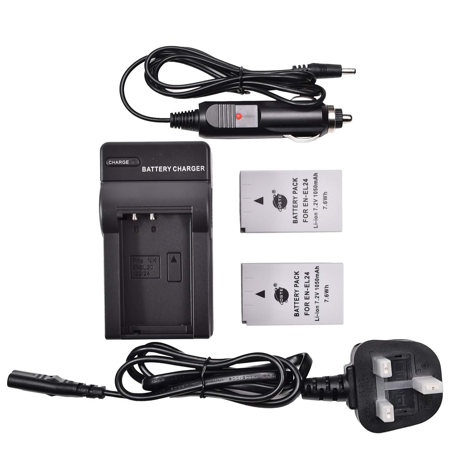 DSTE Compatible 2-Pack EN-EL24 Spare Battery + DC125U Travel Charger Replacement for NIKON 1 J5 Digital Camera