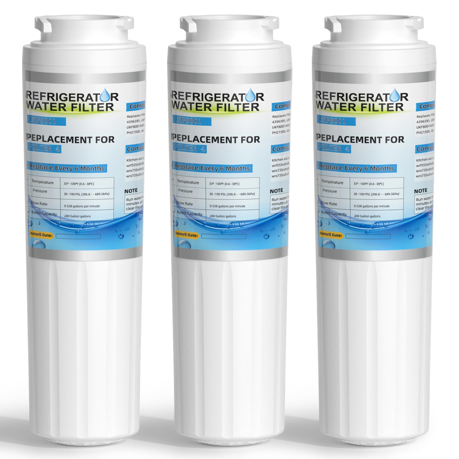 Photo 1 of EDR4RXD1 WRF555SDFZ WRF535SWHZ WRX735SDHZ WRX735SDBM WRF555SDHV WRF535SWHV WRFF3436RZ WRMF3636RZ Water Filter Replacement for Everydrop filter 4,Maytag UKF8001 MFI2269VEM,Kitchenaid krfc300ess