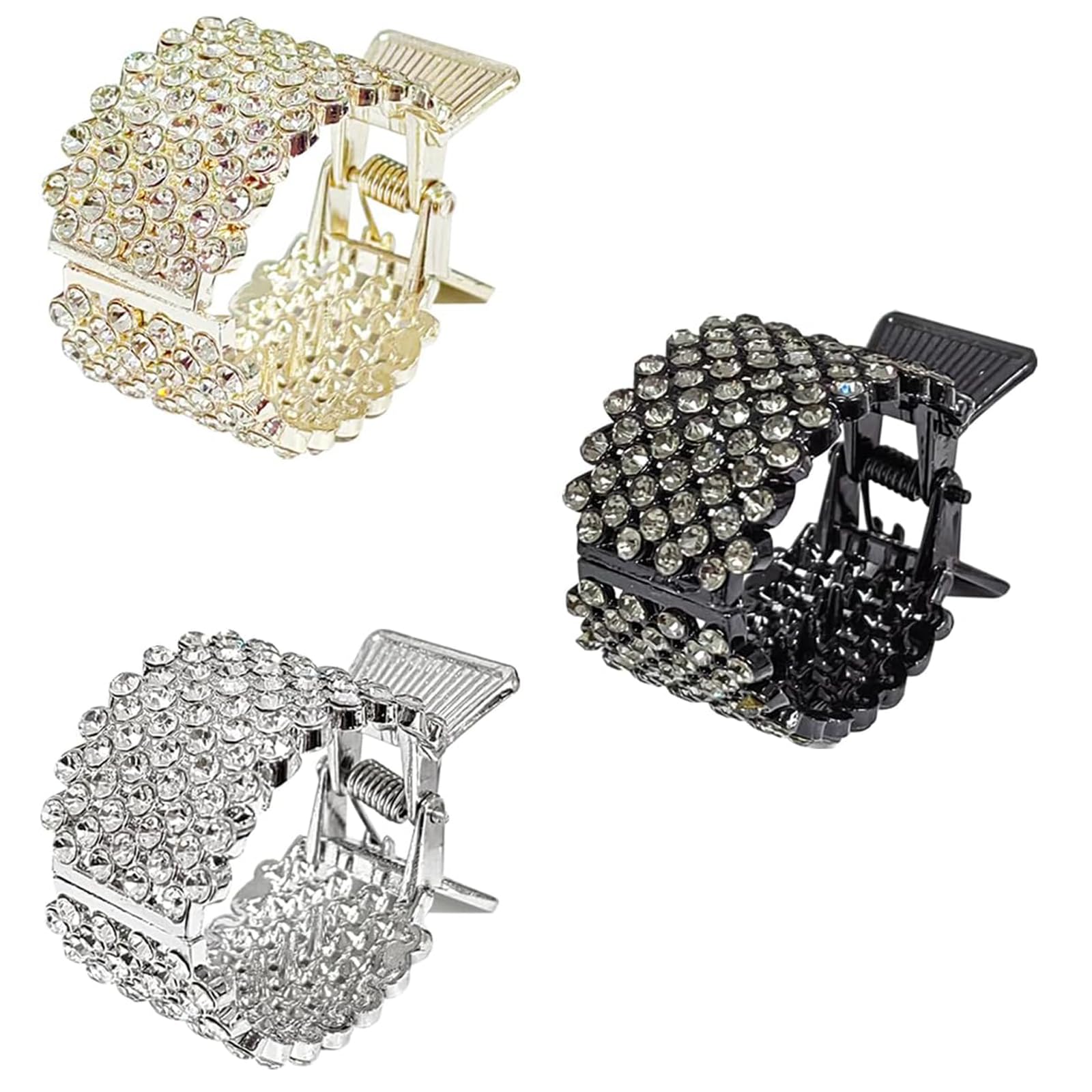 3Pcs Convenient Ponytail Clip Rhinestone High Ponytail Hair Clips Stylish Small Hair Claw Clips Nonslip Metal High Ponytail Hair Claw for Women Girls