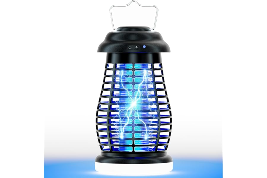 Bug Zapper Outdoor & Indoor,Cordless Portable Mosquito Zapper with Rechargeable 4800mAh Battery & Auto On/Off,Mosquito Repell