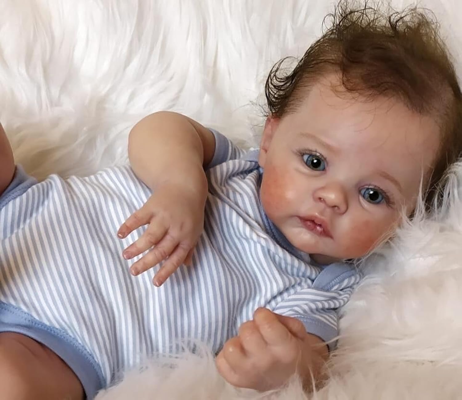 BNNPUU Reborn Baby Dolls Silicone Full Body, 20 Inches Reborn Baby Dolls, Light Blue Striped Shirt Realistic Baby Doll, Washable Newborn Babies, Lifelike Babys Doll For Girls