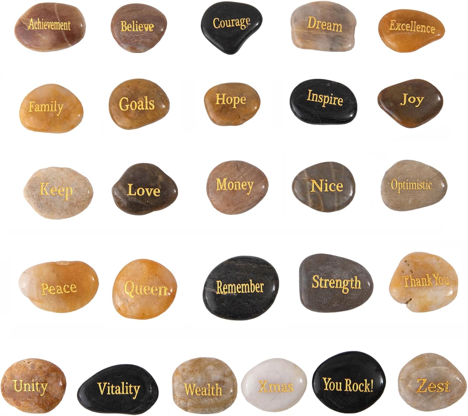 Indoor Fountains & Accessories - BZZJDECOR 26 Engraved Inspirational Stones,Encouragement Stones Engraved Rocks Prayer Stones Worry Stones Amulets Christmas Thanksgiving Gift Stones for Friends and Family