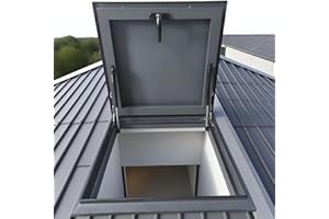 NEHCFO Roof Hatch, Galvanized Steel Roof Access Hatch, 19.5/23.6/27.5/31.4in Heavy Duty Attic Door with Aluminum Alloy Frame, Waterproof Skylight Roof Window for Home/Basement Commercial Use