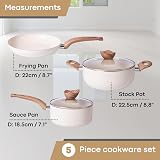 Nuovva Non Stick Pots and Pans Set 5pc Induction Granite with Lids view 3