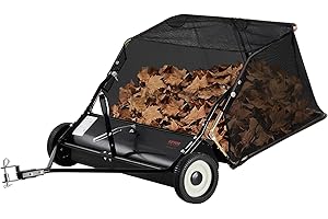 VEVOR 42-inch Lawn Sweeper Tow Behind, 12 cu.ft. Large Pull Behind Grass Sweeper, Heavy Duty Leaf & Grass Collector with Dump