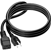 6Ft NEMA 5-15P to C19 UPS Power Cord, SJT 14AWG 20A 125V Heavy Duty Cable | UL/cUL certified 3-conductor PVC cord; rated 16A/20A 125V, 6ft/1.83m black cable for UPS, PDU &amp; PSU
